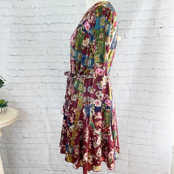 NWT Johnny Was Laurie Pippa Belted Patchwork Mini Dress Women’s S Silk with Slip - Picture 8 of 12